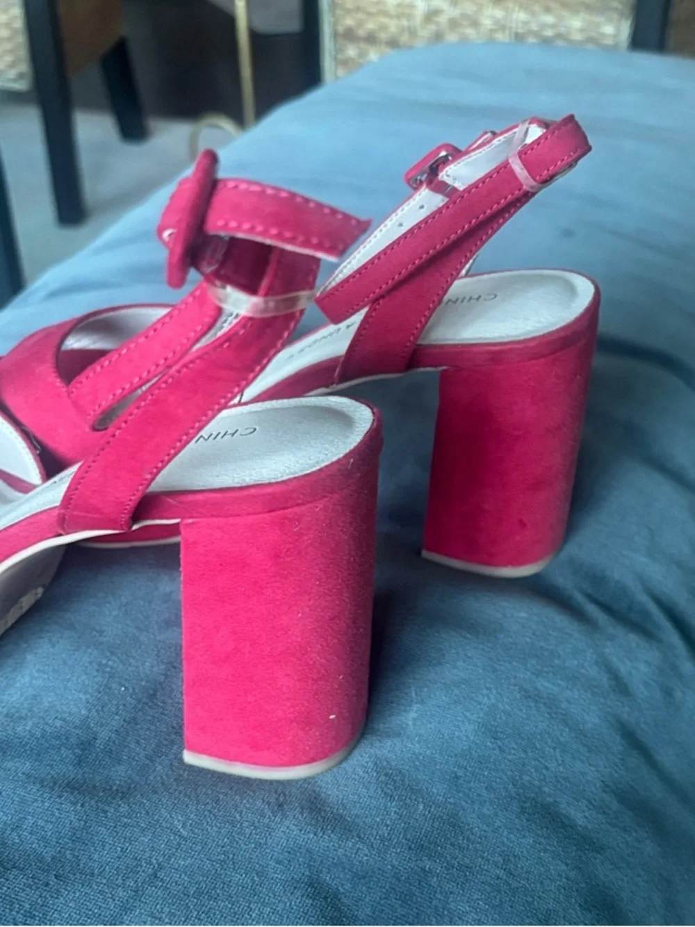 Chinese Laundry Red Suede Platform Block Heel Sandals
